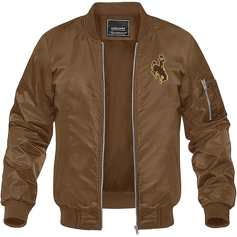 Men's Wyoming Cowboys Lightweight Bomber Jacket Windbreaker Softshell Varsity Jacket Coat